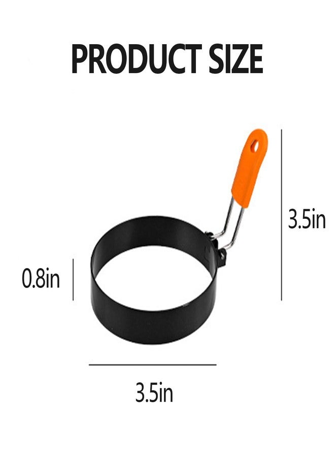 Lukdin 4-Pack 3.5" Egg Rings with Silicone Handles - Nonstick Round Mold for Fried Eggs, Pancakes, English Muffins - Includes Silicone Oil Brush - Ideal for Griddle, Indoor or Camping Cooking - Image 2